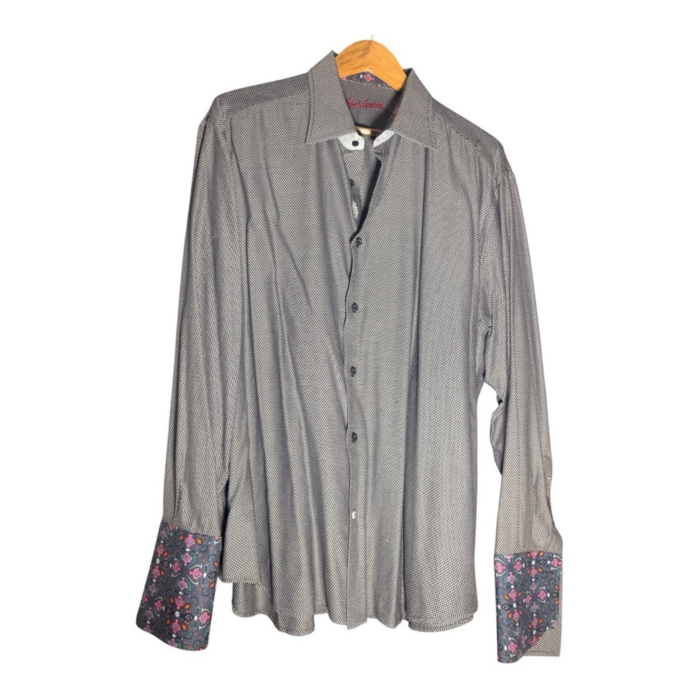 Robert Graham Gray Shirt with Floral French Cuffs